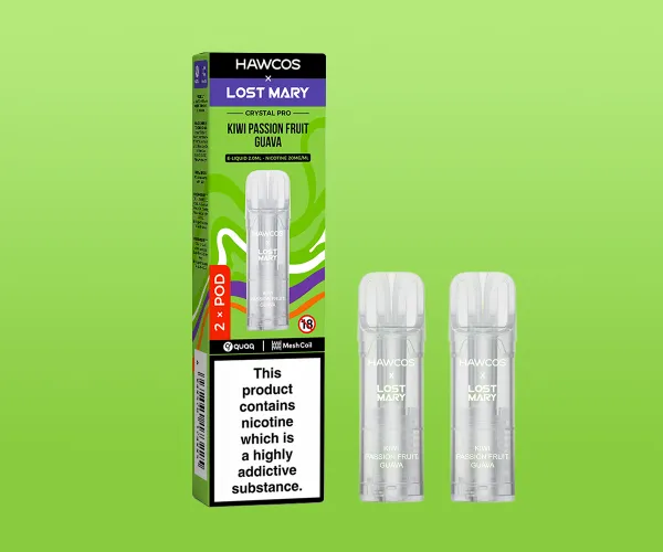 LOST MARY x HAWCOS Crystal Pro Prefilled Pods Kiwi Passion Fruit Guava LOST MARY x HAWCOS Crystal Pro Prefilled Pods Kiwi Passion Fruit Guava