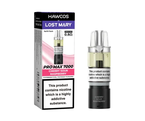 Cherry Sour Raspberry Lost Mary X Hawcos PRO MAX 7000 PODs Cherry Sour Raspberry Lost Mary X Hawcos PRO MAX 7000 PODs