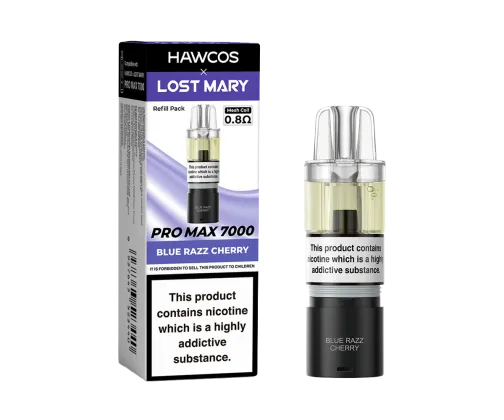 Blue Razz Cherry Lost Mary X Hawcos PRO MAX 7000 PODs Blue Razz Cherry Lost Mary X Hawcos PRO MAX 7000 PODs